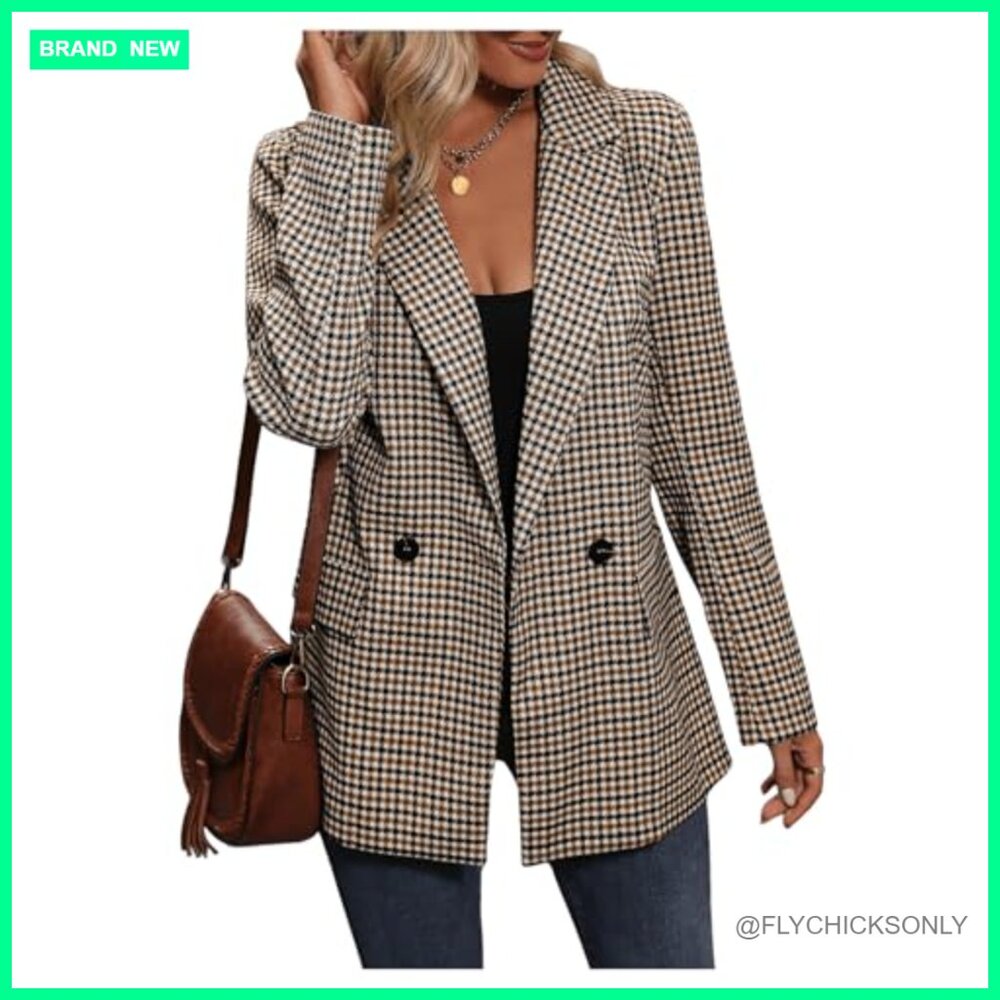 Polyester Blazer Lapel Collar Double Breasted Gin… - image 4